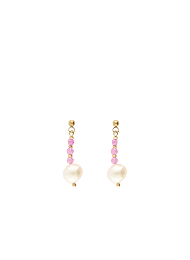 My Jewellery oorbellen Botanical Stud Parel Roze/Goudkleurig