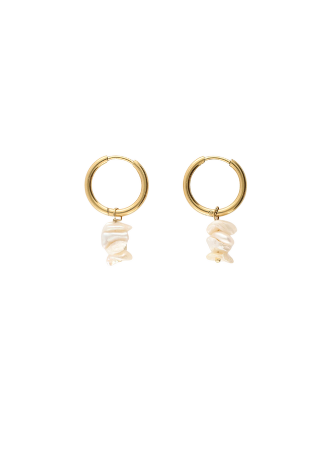 My Jewellery oorbellen Botanical Witte Schelpen Goudkleurig