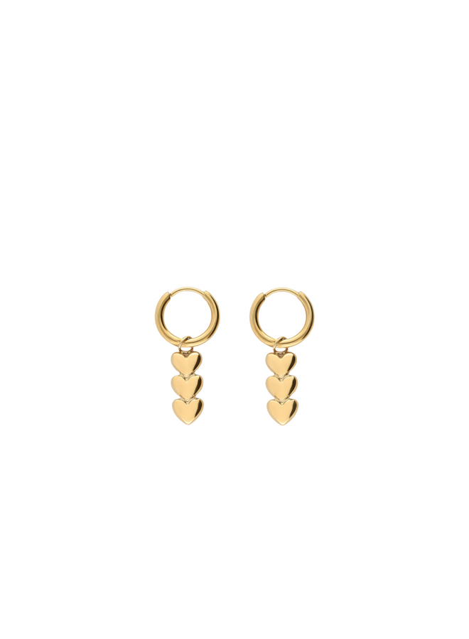 My Jewellery oorbellen Drie hartjes Goudkleurig