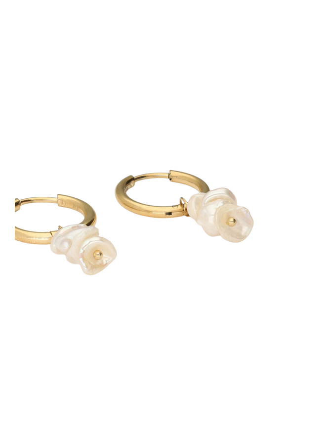 My Jewellery oorbellen Botanical Witte Schelpen Goudkleurig