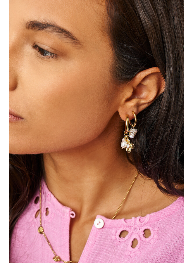 My Jewellery oorbellen Botanical Witte Schelpen Goudkleurig