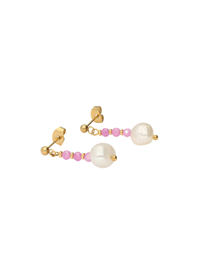 My Jewellery oorbellen Botanical Stud Parel Roze/Goudkleurig