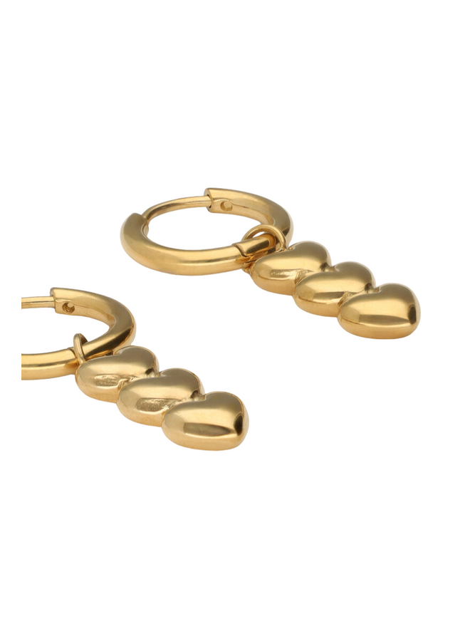 My Jewellery oorbellen Drie hartjes Goudkleurig