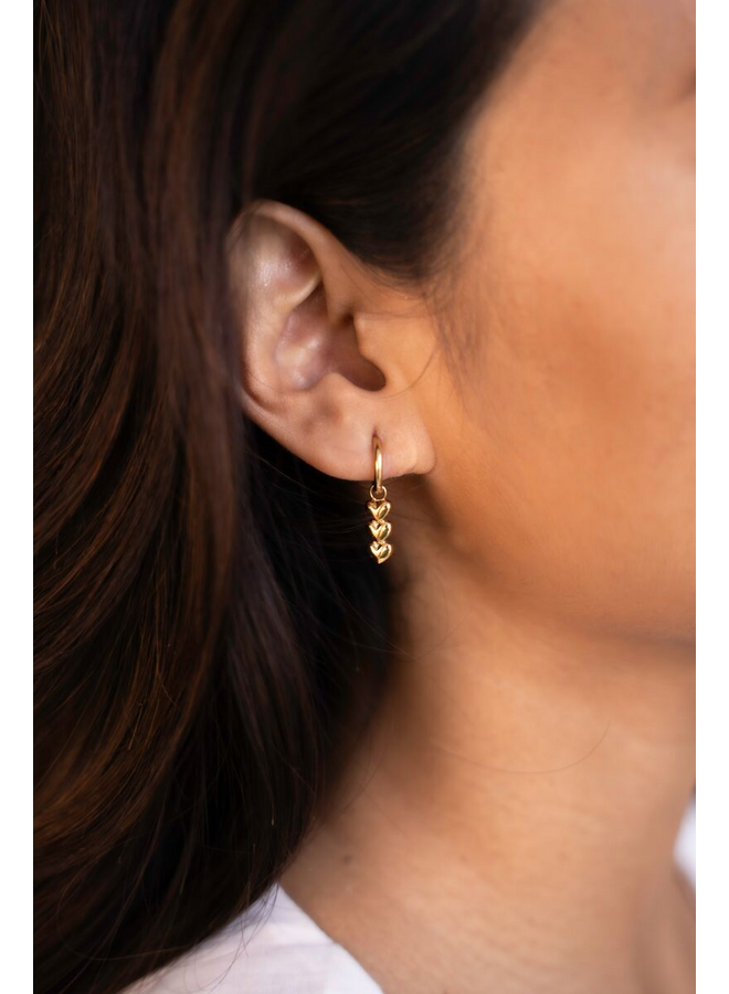 My Jewellery oorbellen Drie hartjes Goudkleurig