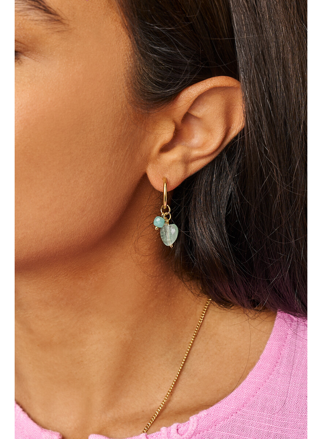 My Jewellery oorbellen Botanical Kralen Blauw/Goudkleurig