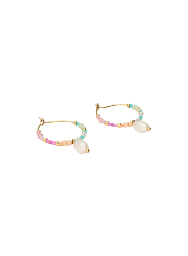 My Jewellery oorbellen Botanical Parel Multi/Goudkleurig