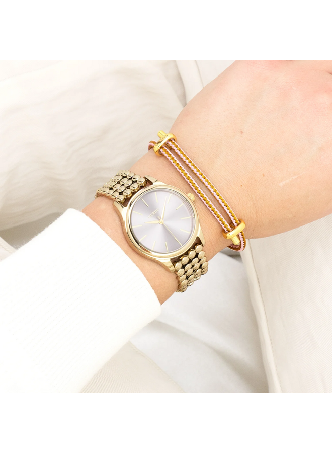 OOZOO Timepieces horloge C11672 Goudkleurig/Roze