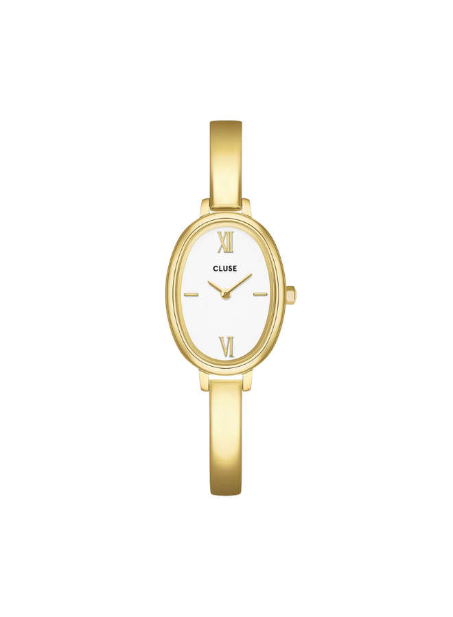 CLUSE horloge L'Ovale Goudkleurig/Wit