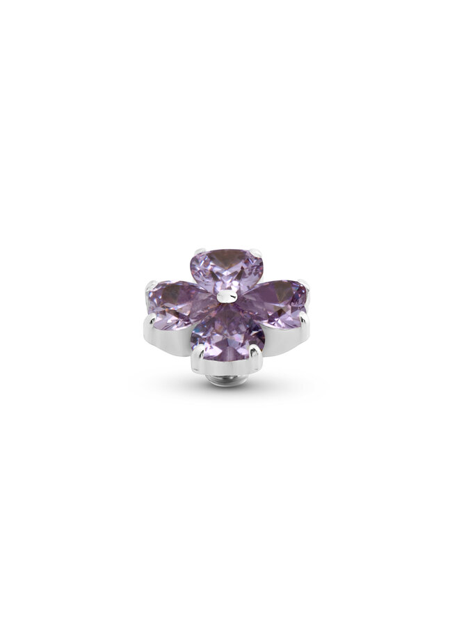 Melano Twisted meddy Heart Clover Lavender Zilverkleurig