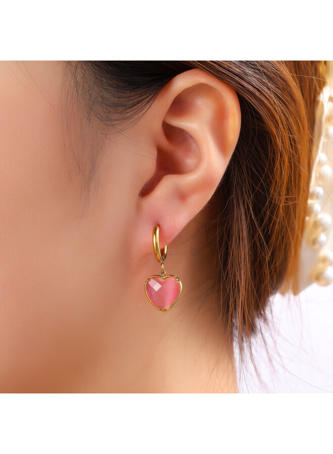 Day & Eve oorbellen E61528-2 Roze/Goudkleurig