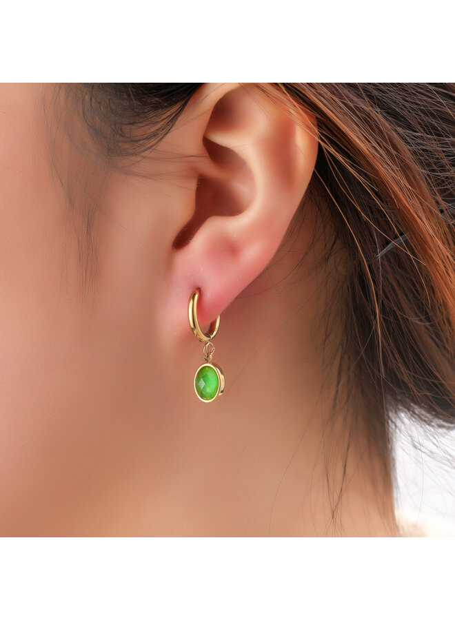 Day & Eve oorbellen E61526-5 Groen/Goudkleurig