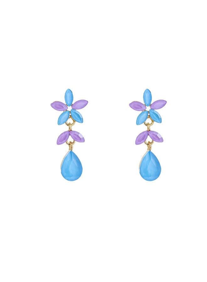 Day & Eve oorbellen E60008-4 Blauw/Paars/Goudkleurig