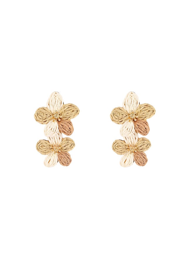 Day & Eve oorbellen E60042-2 Beige Mix/Goudkleurig