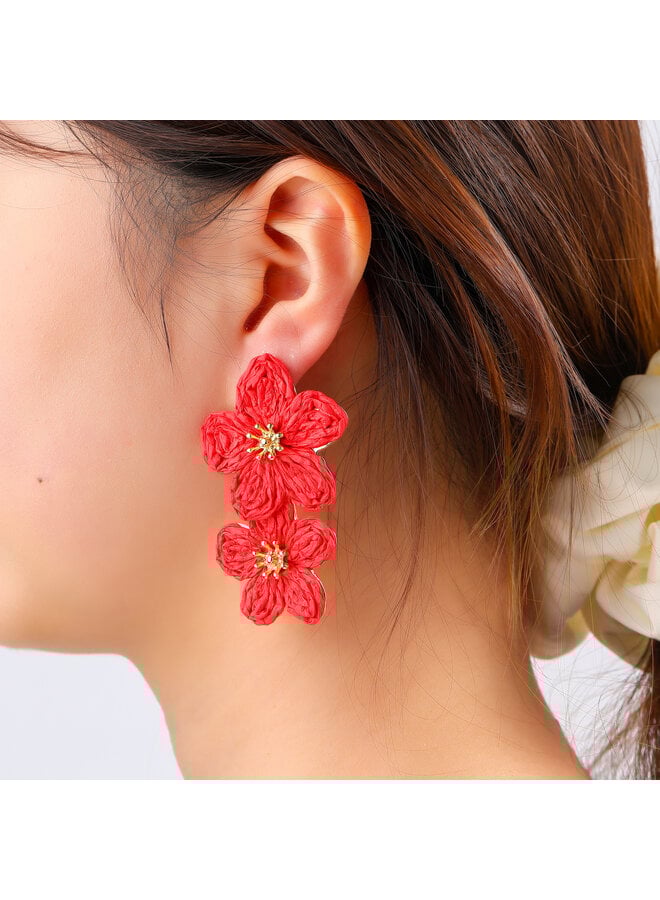 Day & Eve oorbellen E60042-4 Rood/Goudkleurig