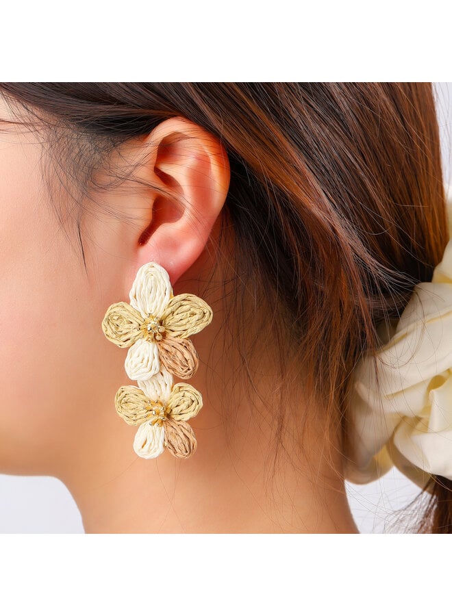 Day & Eve oorbellen E60042-2 Beige Mix/Goudkleurig