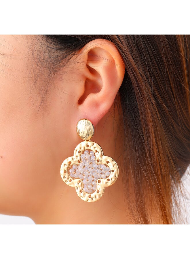 Day & Eve oorbellen E60077-1 Wit/Goudkleurig