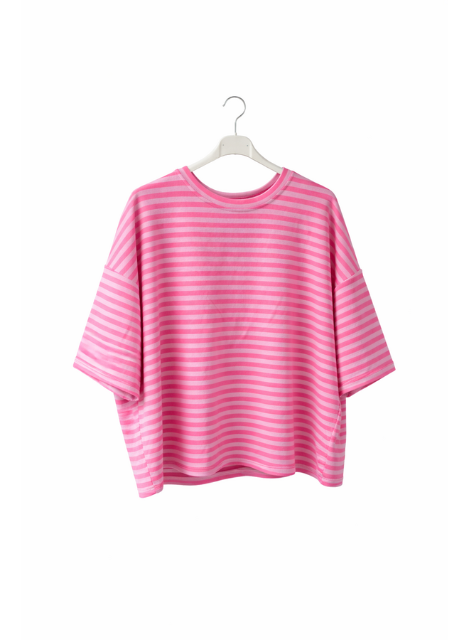 T-shirt Nowie Gestreept Neon Roze/Lichtroze Onesize
