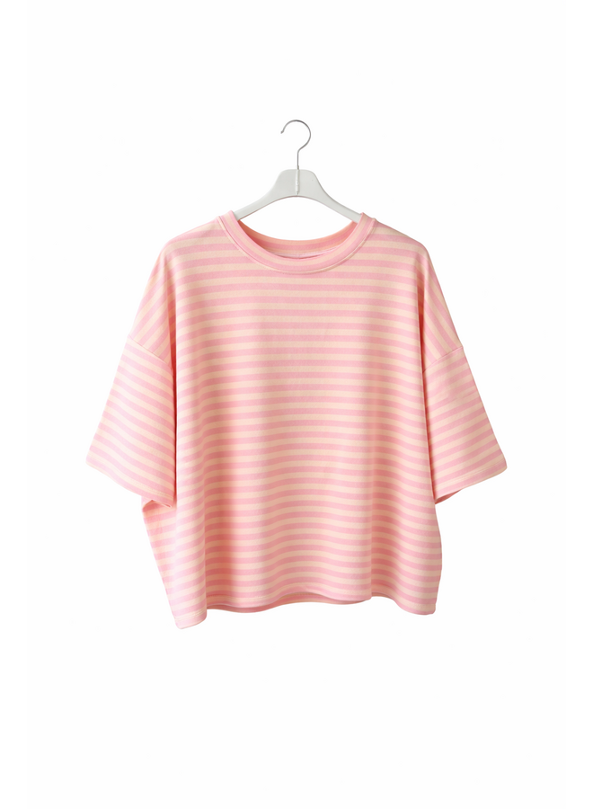 T-shirt Nowie Gestreept Lichtroze/Beige Onesize