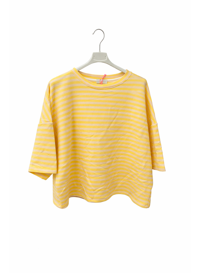 T-shirt Nowie Gestreept Geel/Lichtroze Onesize