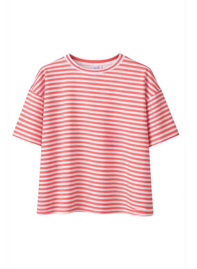 T-shirt Nowie Gestreept Koraal/Beige Onesize