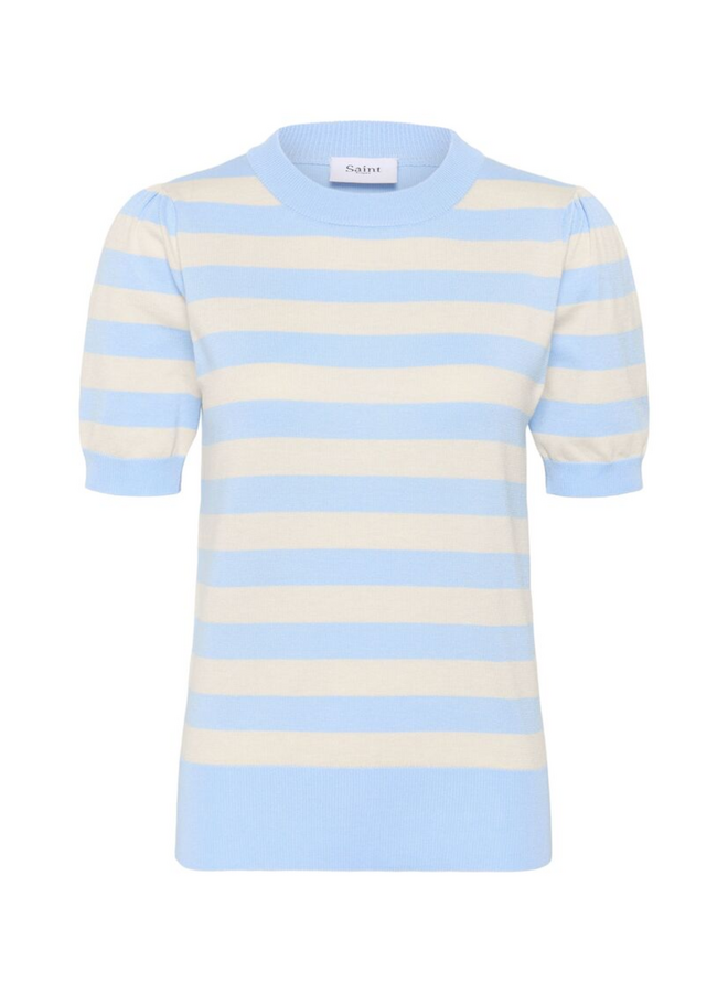 Top MilaSZ Block Stripe Cerulean Beige