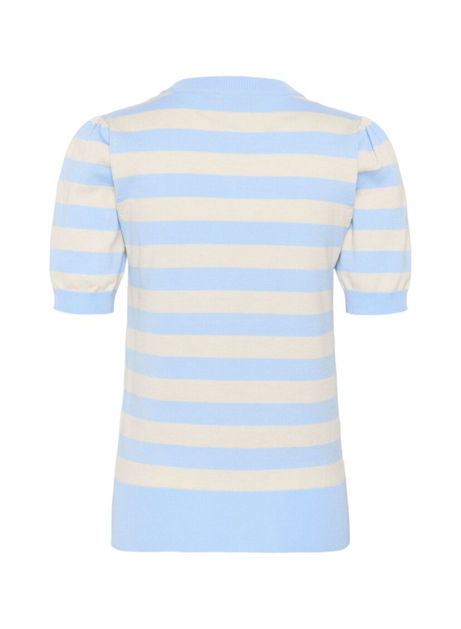 Top MilaSZ Block Stripe Cerulean Beige