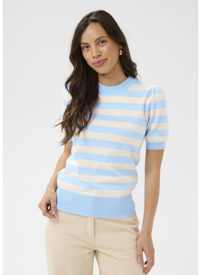 Top MilaSZ Block Stripe Cerulean Beige