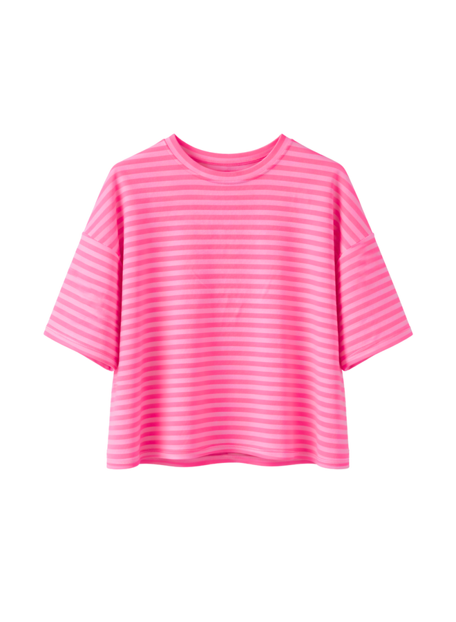 T-shirt Nowie Gestreept Neon Roze/Lichtroze Onesize