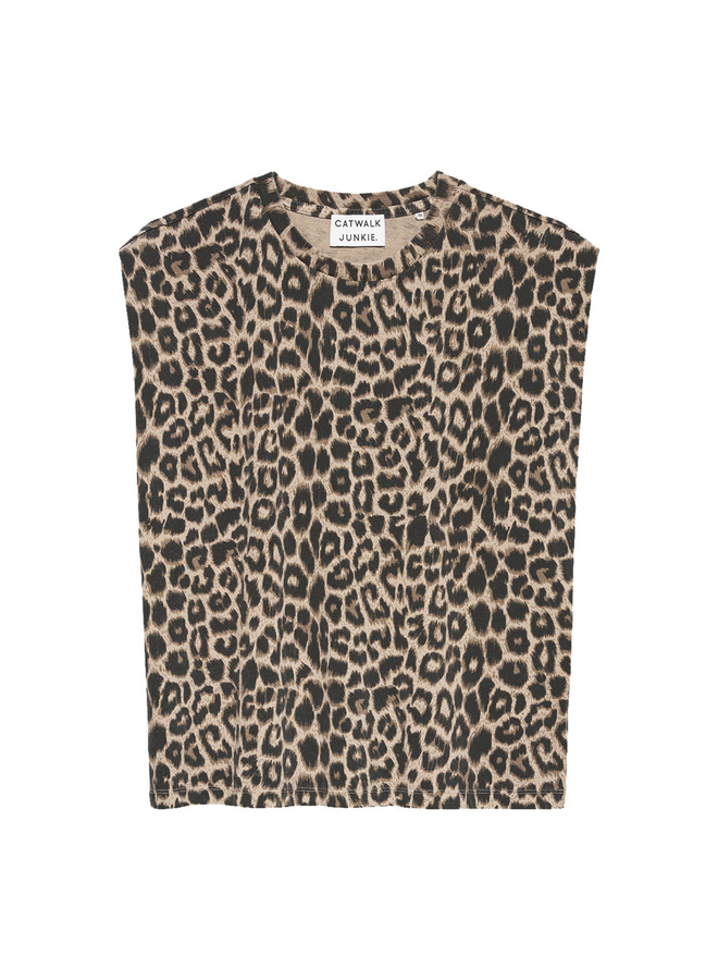 Top Folded Shoulder Leopard