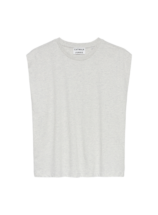 Top Folded Shoulder Light Grey Melange