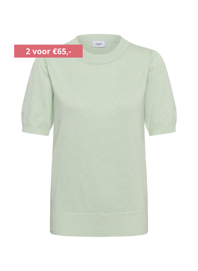 Top MilaSZ Korte Mouw Cameo Green Melange