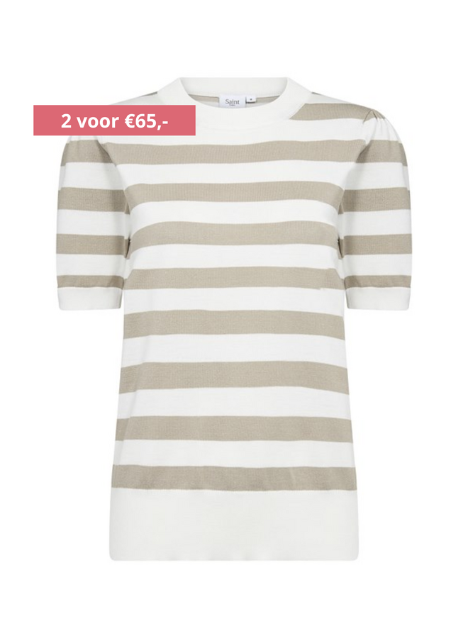 Top MilaSZ Block Stripe Ice/Plaza Taupe