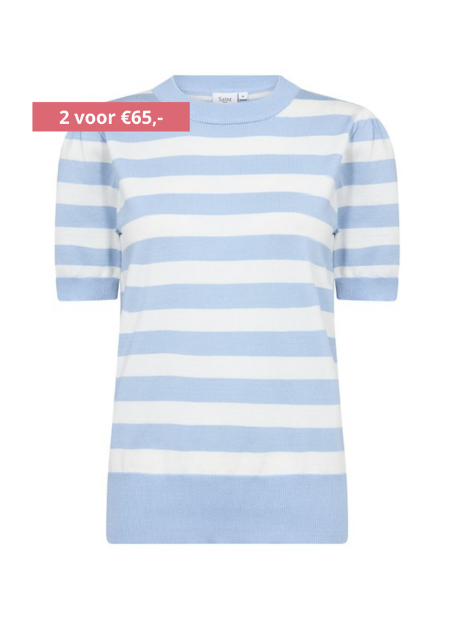 Top MilaSZ Block Stripe Airy Blue