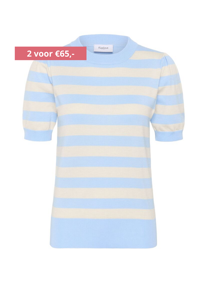 Top MilaSZ Block Stripe Cerulean Beige