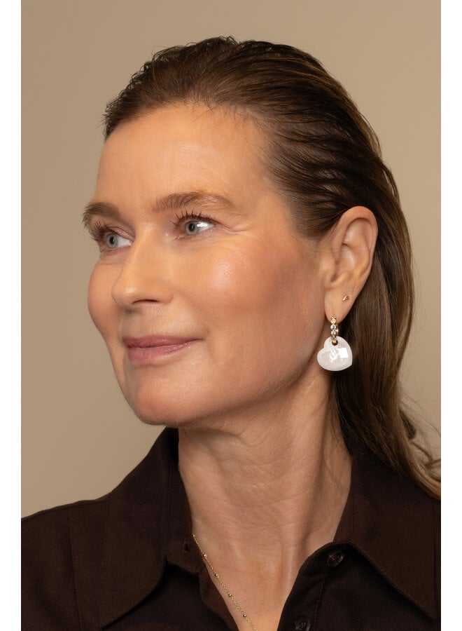 Sparkling Jewels oorbel Edelstenen Heart Mother Of Pearl