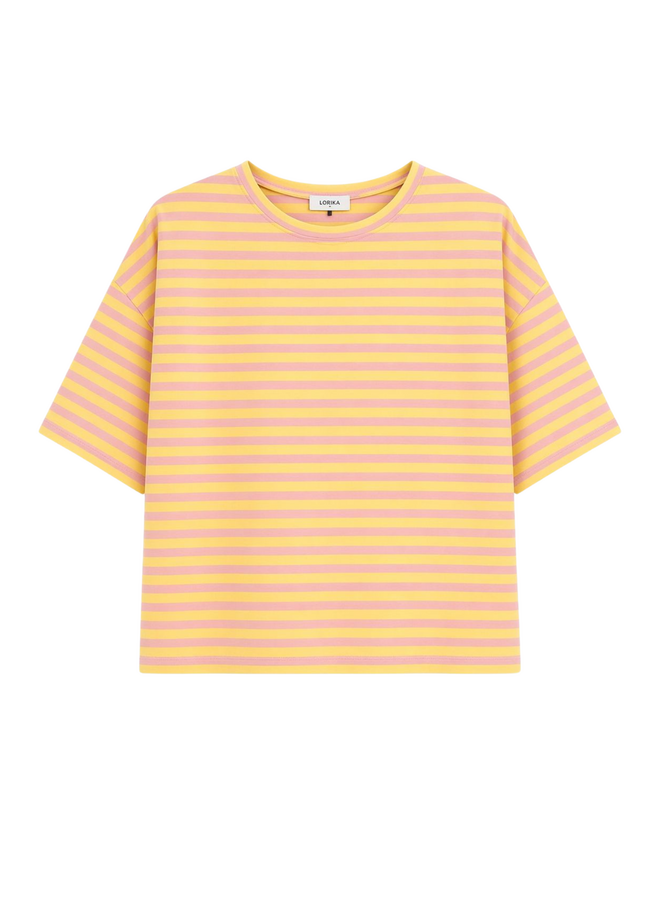 T-shirt Nowie Gestreept Geel/Roze Onesize