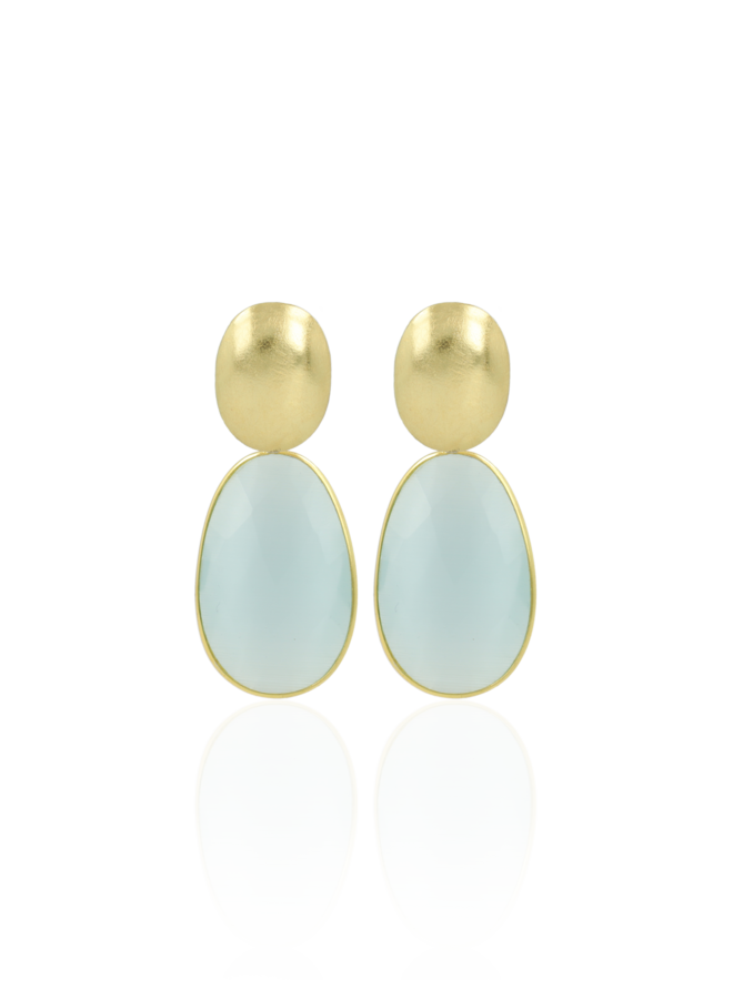 LOTT. oorbellen Doris M Light Aqua/Goud Verguld