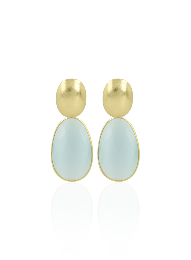 LOTT. oorbellen Doris M Light Aqua/Goud Verguld