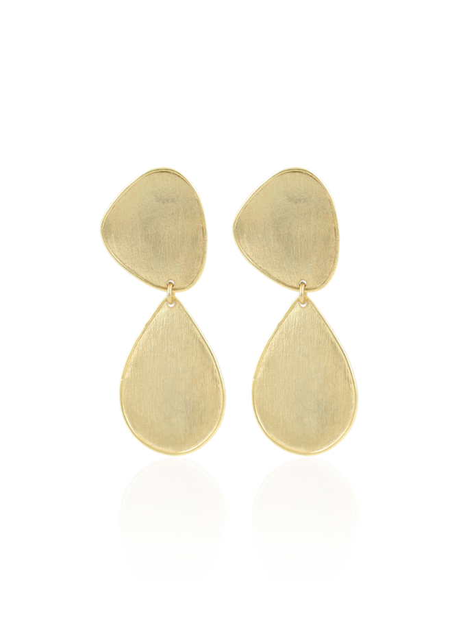 LOTT. oorbellen Dubbel Druppel Brass/Goud Verguld