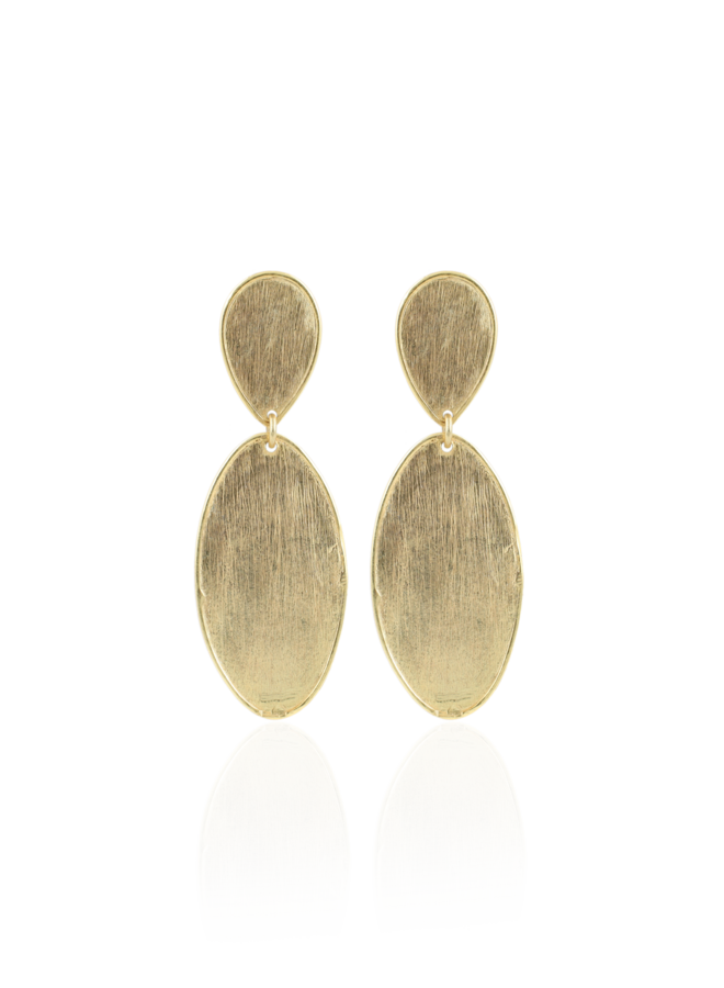 LOTT. oorbellen Dubbel Ovaal Brass/Goud Verguld