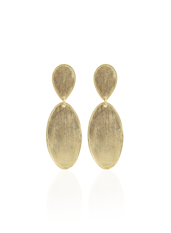 LOTT. oorbellen Dubbel Ovaal Brass/Goud Verguld