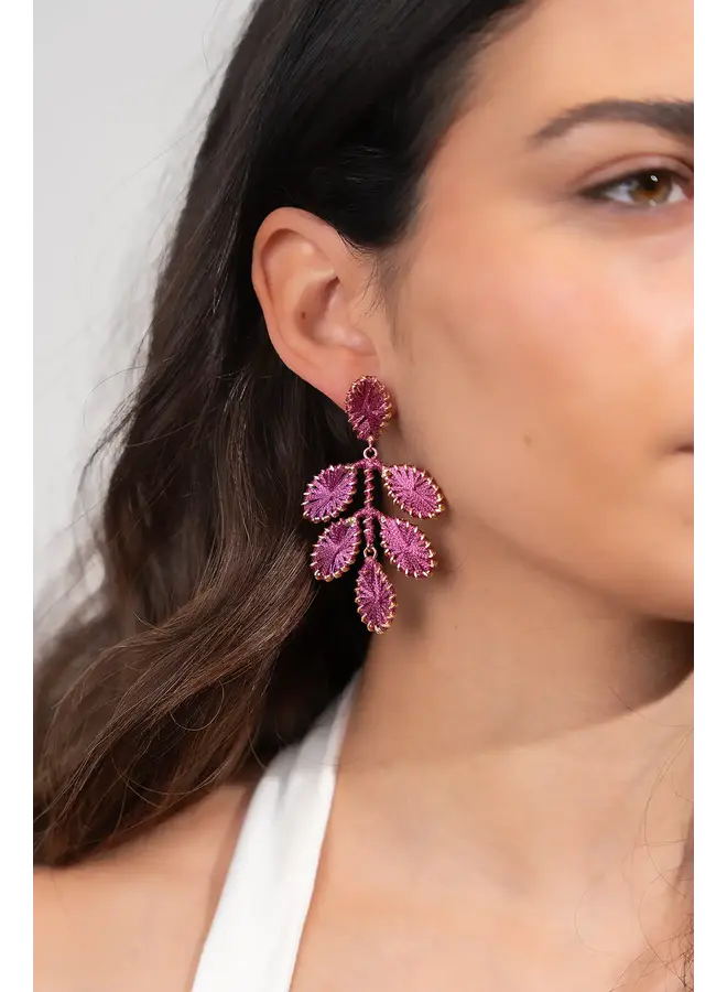 LOTT. oorbellen Beatrice M Dark Fuchsia/Goud Verguld
