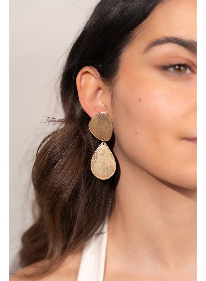 LOTT. oorbellen Dubbel Druppel Brass/Goud Verguld