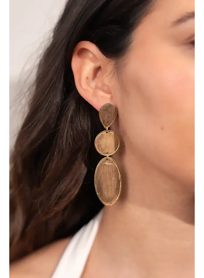 LOTT. oorbellen Triple Ovaal Brass/Goud Verguld