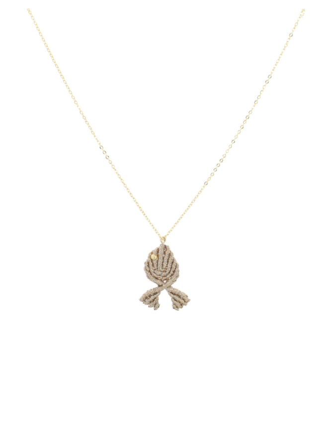 LOTT. ketting Vis Dark Beige/Goud Verguld