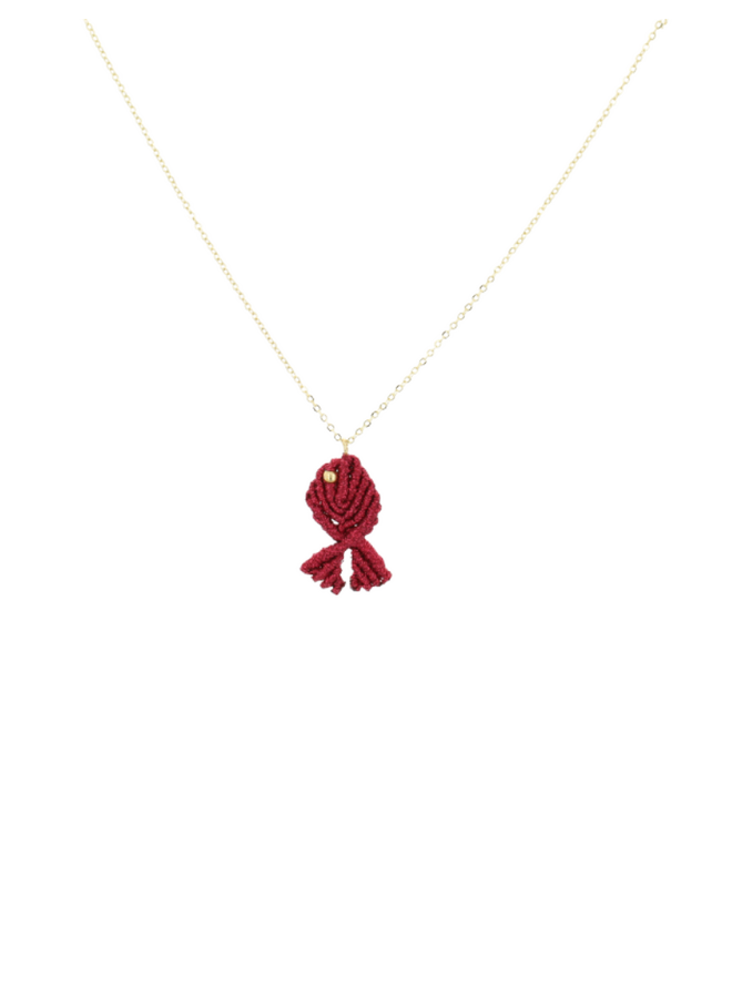 LOTT. ketting Vis Deep Red/Goud Verguld