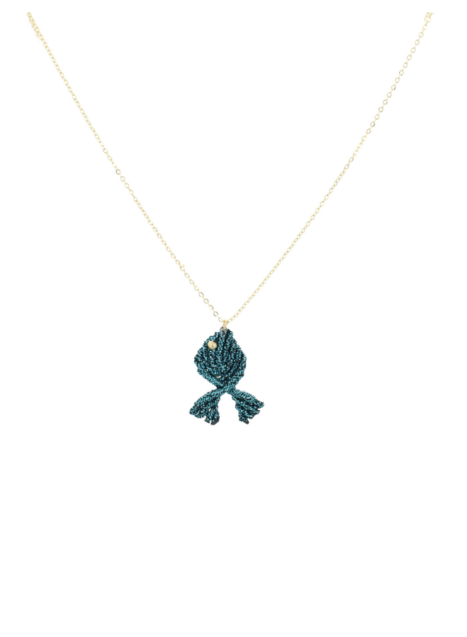 LOTT. ketting Vis Sea Blue/Goud Verguld