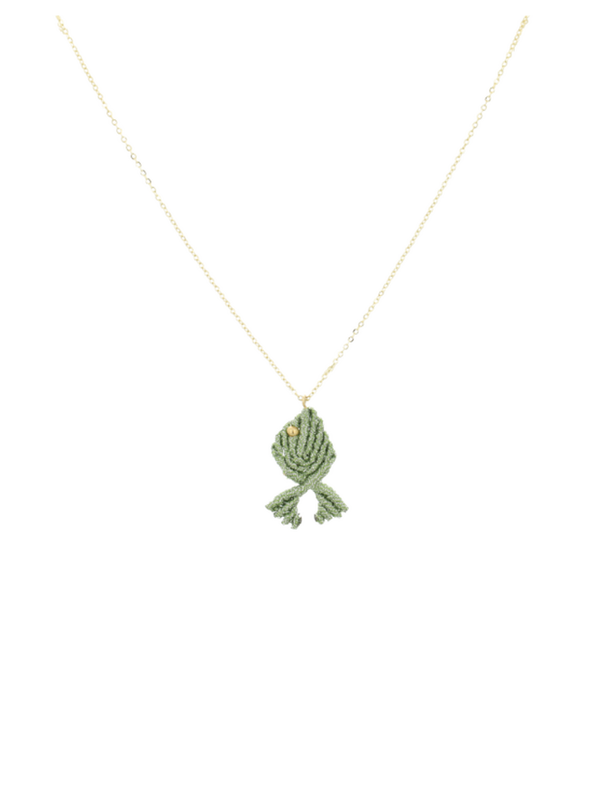 LOTT. ketting Vis Mat Mint/Goud Verguld