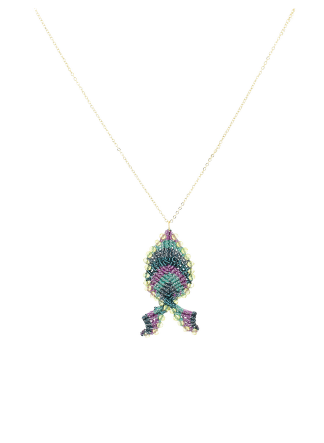 LOTT. ketting Vis M Multi Purple/Goud Verguld