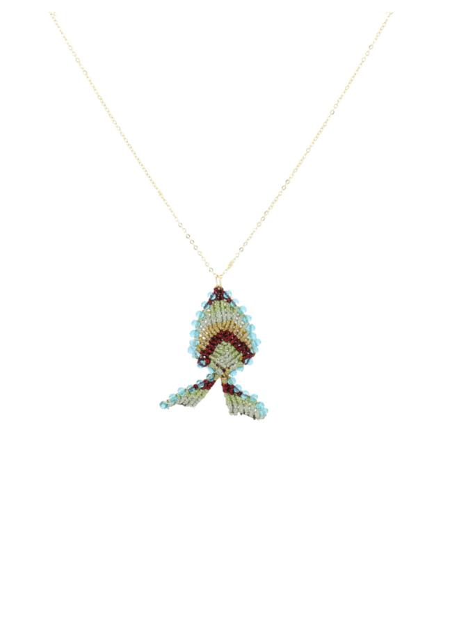 LOTT. ketting Vis M Multi Blue/Goud Verguld